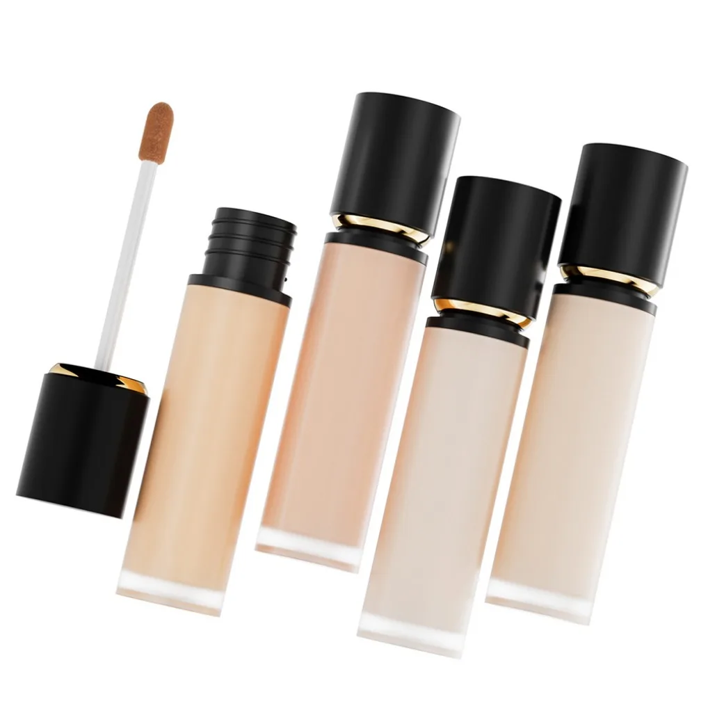 

Private Label Custom Vegan Waterproof Long Lasting Concealer Liquid Foundation Full Coverage No Smudge Black Bottle Cosmetics