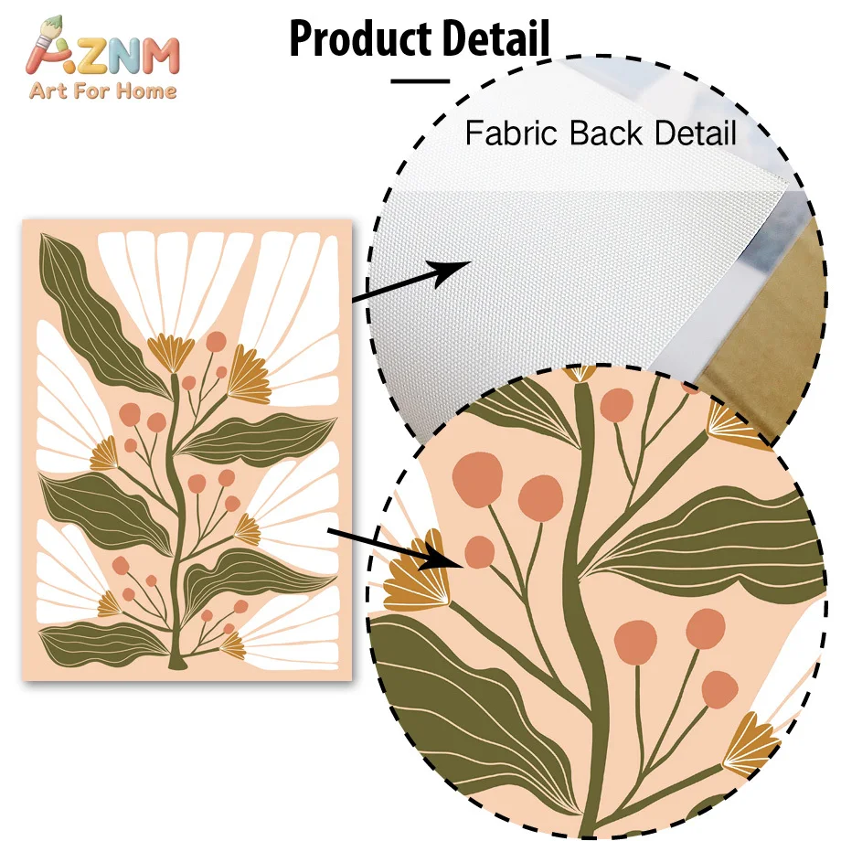 AZNM Boho Floral Canvas Wall Art Abstract Flower Vase Butterfly Inspirational Quote Colorful Hand Drawn Painting Modern Living R view 4