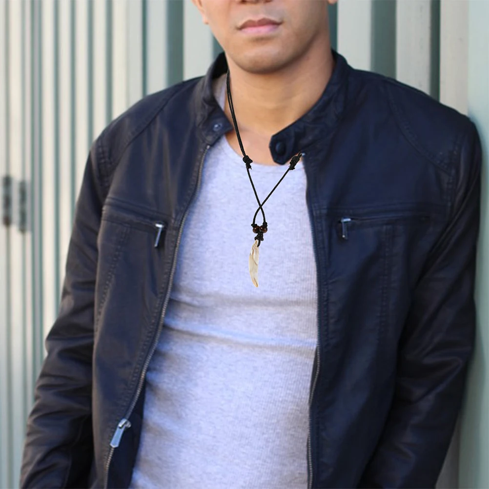 

6pcs Faux Tooth Necklace Acrylic Pendant Unisex Rock Style Jewelry For Men Women Retro Statement Accessory Decorative Fake Tooth