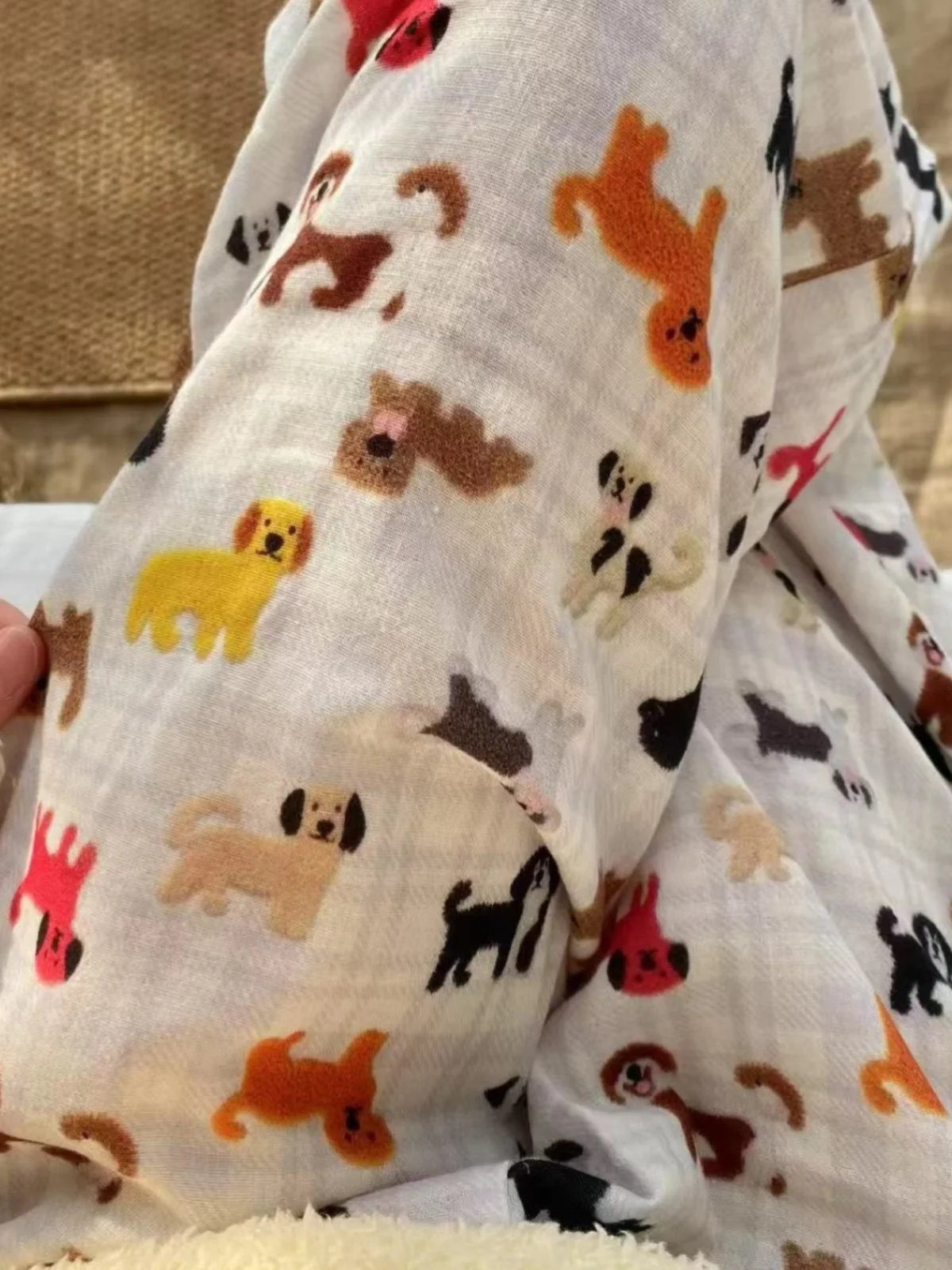 2025 Spring New Cotton Double-layer Yarn Loose Comfortable Pajama Pants Pure Cotton Cute Casual Soft  Wearable Home Pants