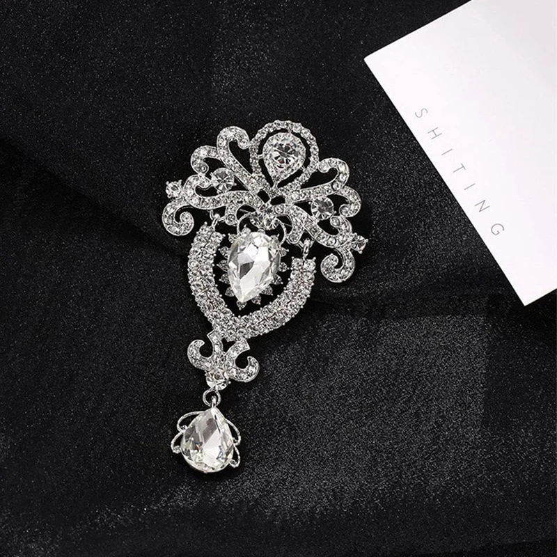 Exquisite Brooch Crown Inlaid With Diamond Corsage Silver Ladies Diamond Palace Vintage Brooch Valentine\'s Day Gifts