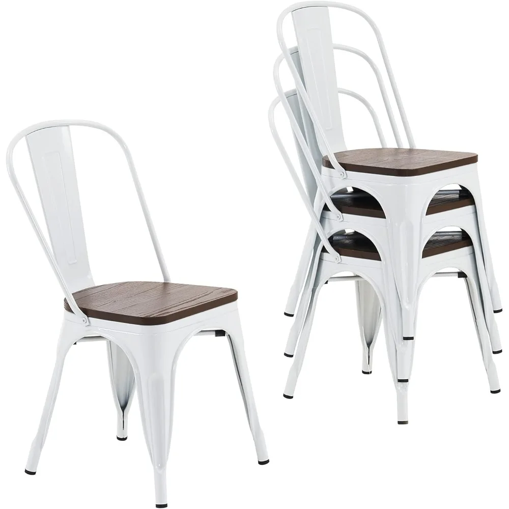 Metal Dining Chair Farmhouse Tolix Style for Kitchen Dining Room Café Restaurant Bistro Patio, Stackable