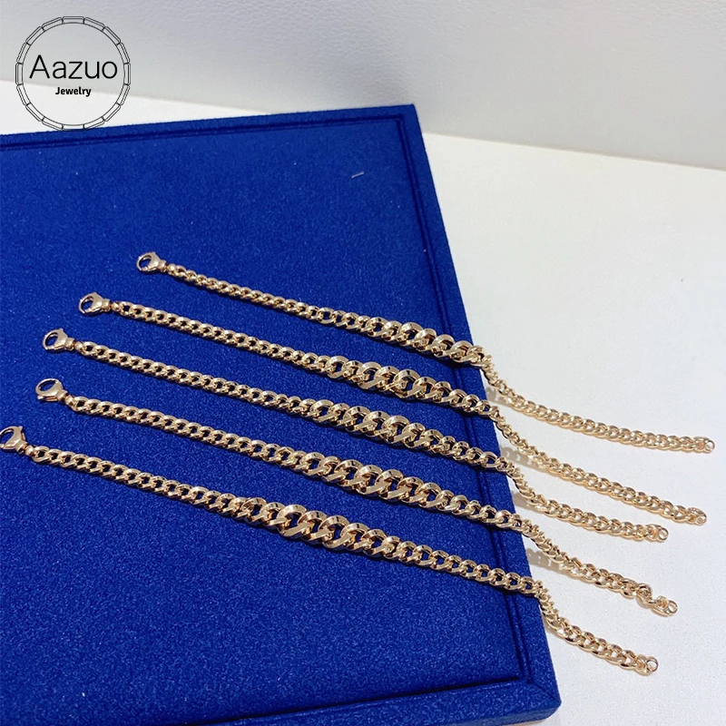 

Aazuo Fine Jewelry 18K Solid Rose Gold None Stones Fairy Small Cuban Chain Bracelet For Woman Senior Banquet Engagement Party