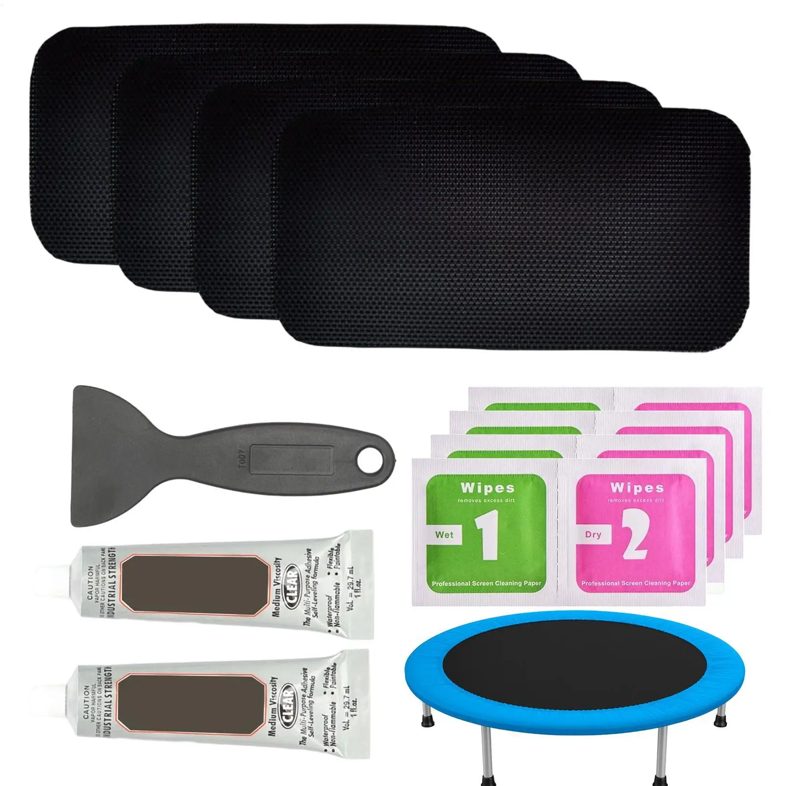 20X10CM Trampoline Patch Repair Kit Glue On Patches Repair Trampoline Mat Tear Or Hole Complete Set Including Patch