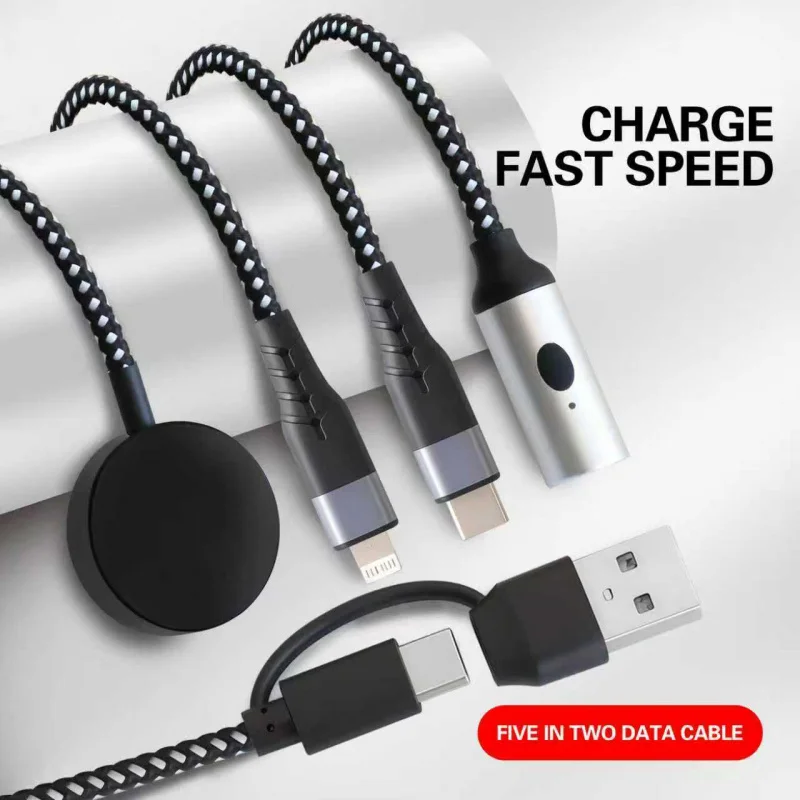

4-in-2 USB C data cable, cigarette lighter, suitable for Apple Watch chargers with a variety of fast charging functions