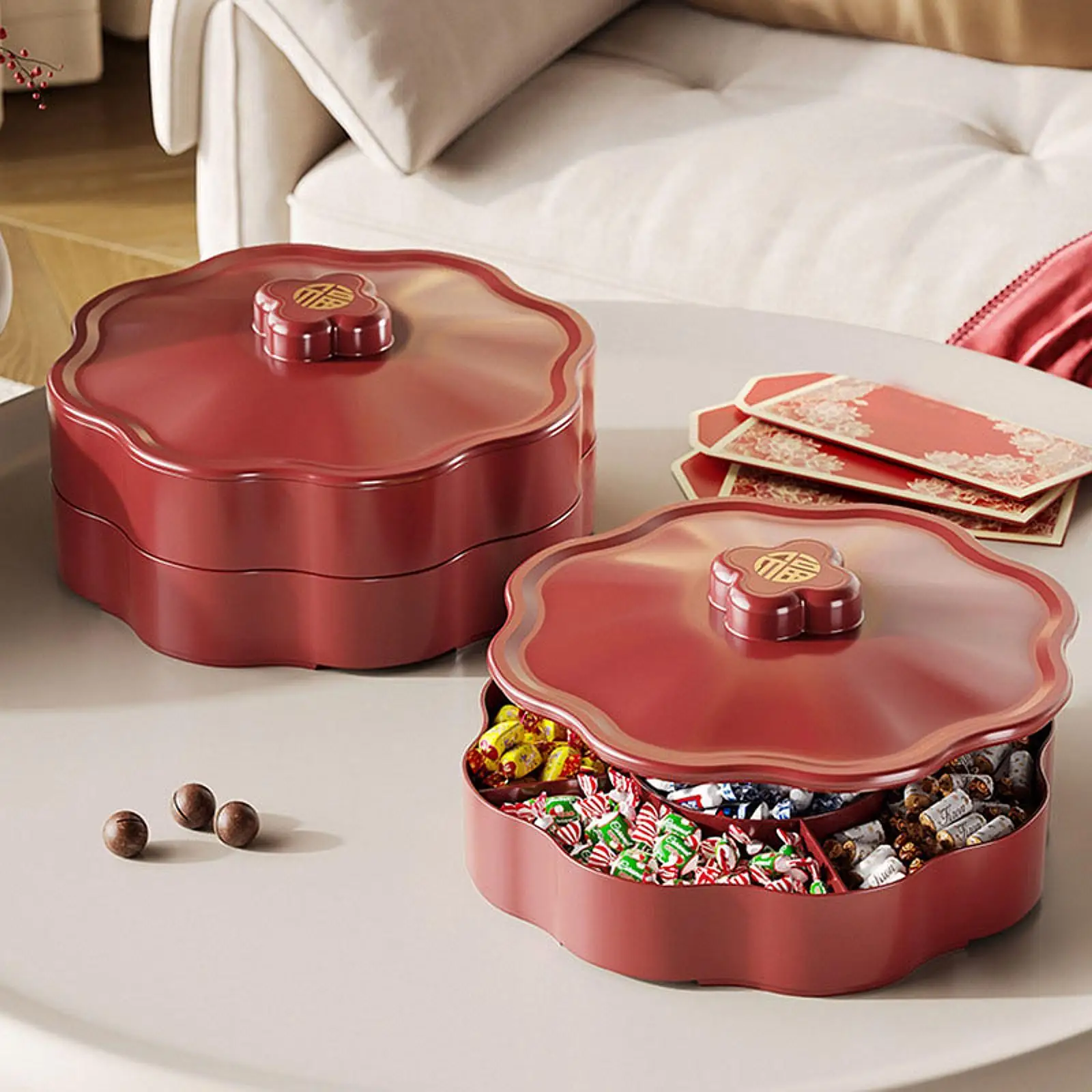 

Divided Serving Tray with Lid Snackle Tray Service Tray Storage Tray Dish