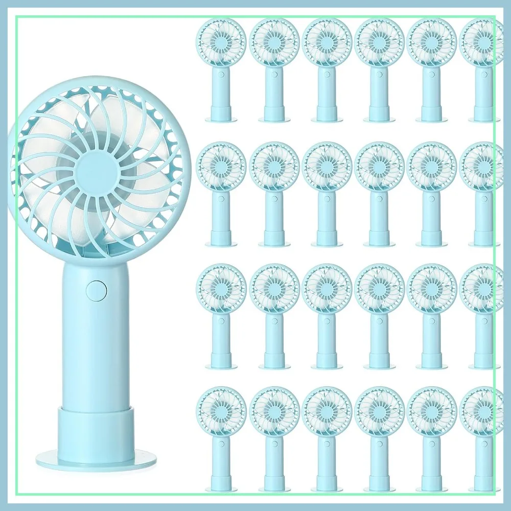 

24 Pcs Mini Handheld Fan, 3 Speed Rechargeable Portable Fan with Base, USB Small Fan for Makeup Office Travel Beach Indoor Outdoor