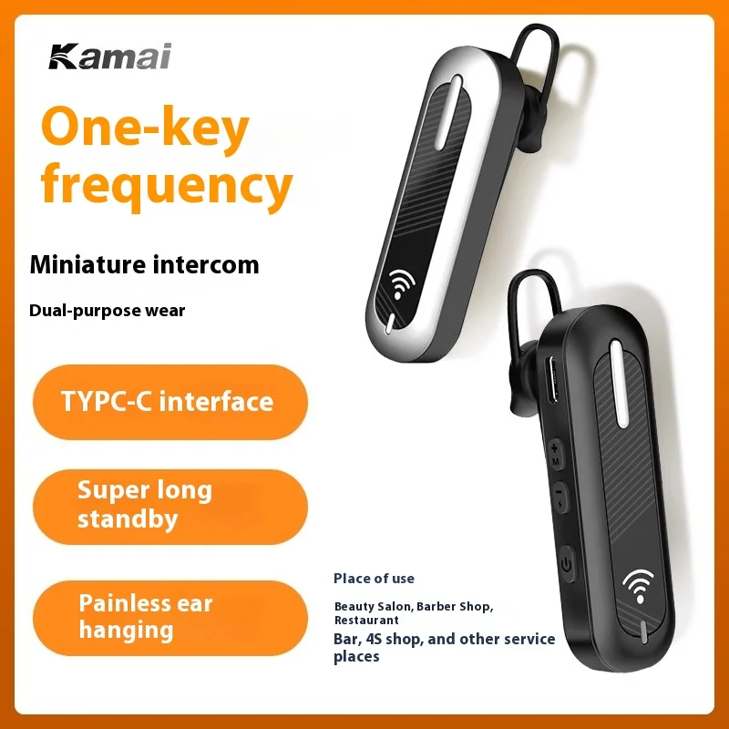 KAMAI-Mini walkie-talkie, transceptor, gancho para la oreja, Radio bidireccional, carga USB, auriculares inalámbricos tipo C