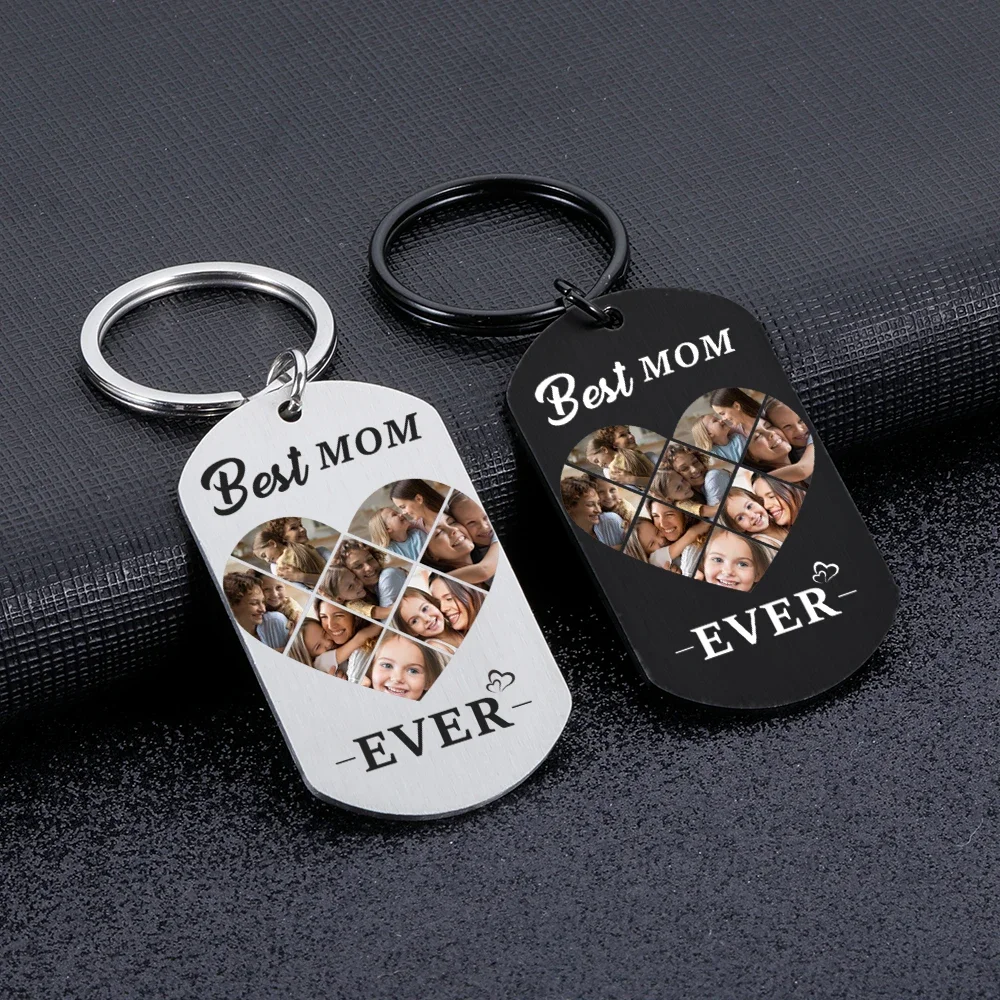 

Personalised 8 Photos Collage Keychain Mother's Gift Idea for Mom from Daughter Son Unique Birthday Present Customized Key Chain