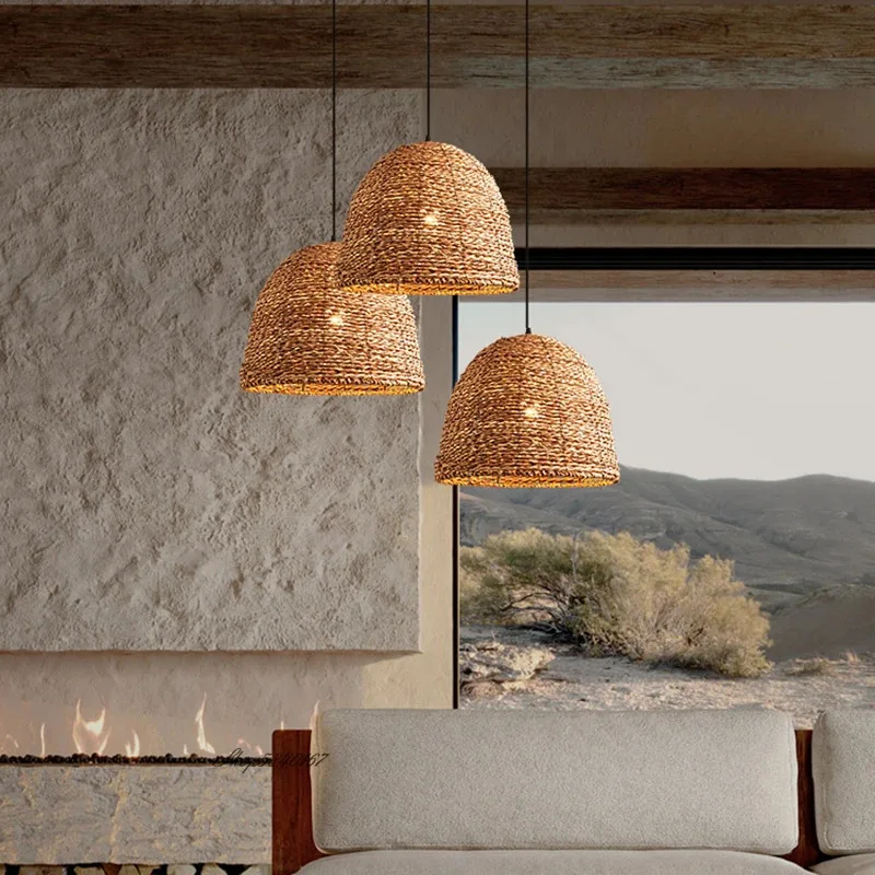 

Vintage Wabi-sabi Style Pendant Lights High-quality Densely Woven Rattan Lamps for Living Room Dining Room Restaurant Loft Decor