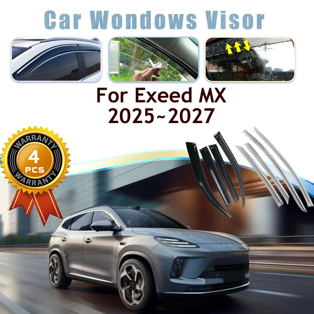 

4pcs Car Window Visors For Exeed MX Exlantix E05 ET5 E05 2025 2026 2027 Rain Guard Deflector Awning Trim Cover Auto Accessories
