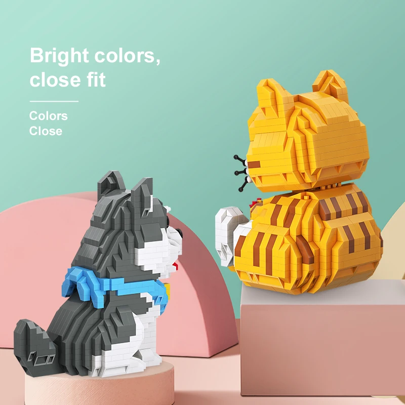 Cute Pet Building Blocks Shiba Inu Corgi Husky Blue Cat Mini Bricks Kit Desktop Decoration Children\'s Christmas DIY Toys Gifts