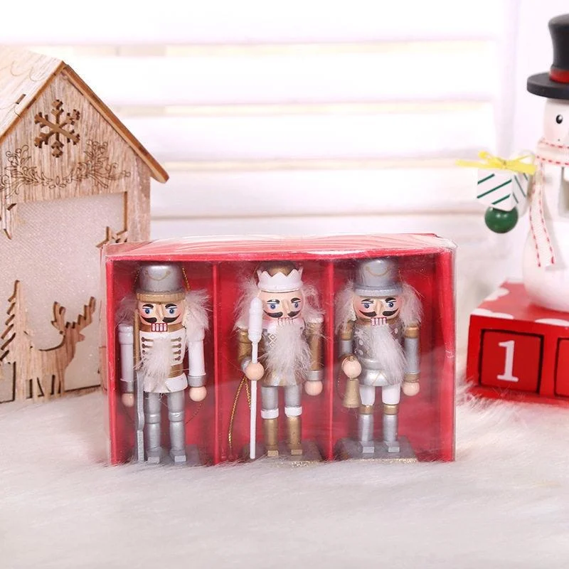 

10cm Nutcracker Soldier Wooden Puppet Home Decorative Christmas Tree Creative Hanging Ornament Gift Wooden Craft