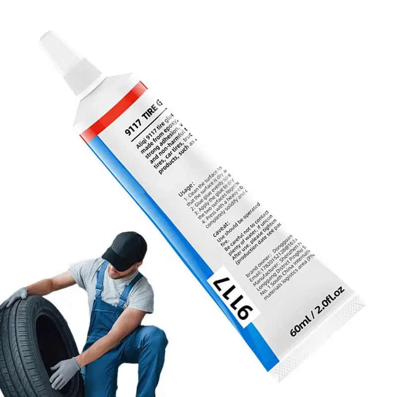 Tire Rubber Cement 60ml Quick Dry Heat Resistant Tire Glue Strong Adhesive Portable Multifunctional Tire Repair Kit For Bikes