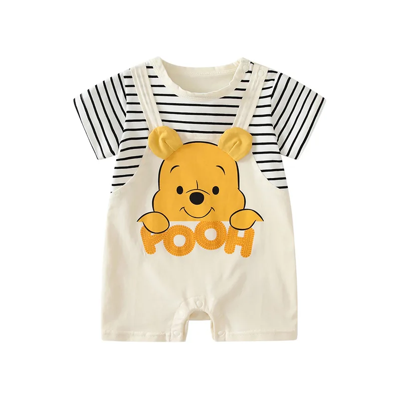 Ropa para recién nacidos, mono de manga corta con dibujos de Winnie the Pooh, cómodo y suave, para verano, para niños y niñas de 0 a 24 años