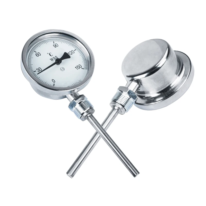 WSS-411/481 Bimetal Thermometer PT100 0-100℃ 0-200℃ 304SS Bimetallic Thermometers M27*2 Probe Rob 6mm *50/100/200mm