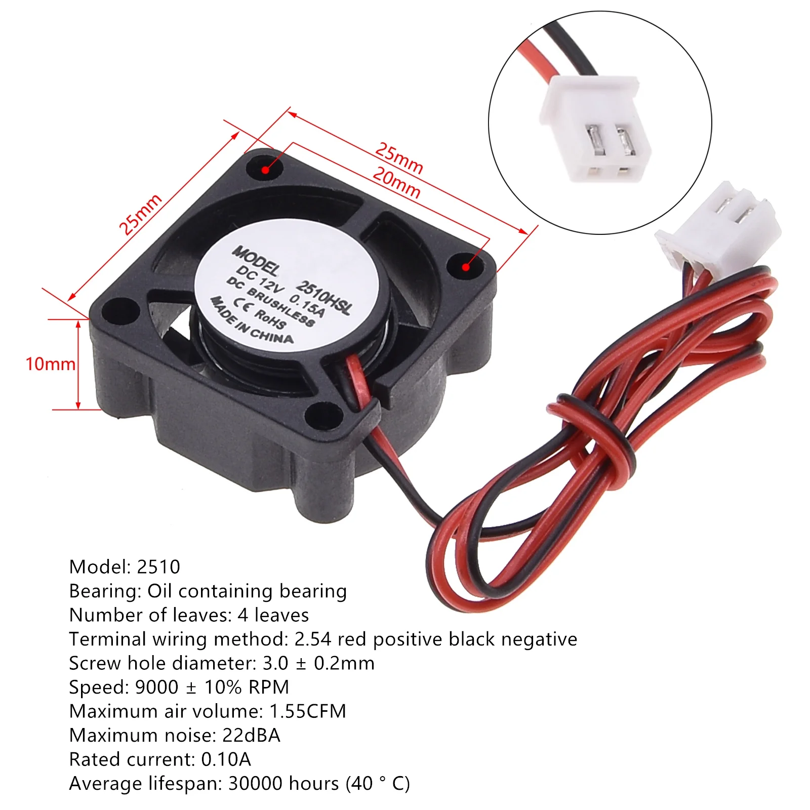 Geräuscharmer DC12V bürstenloser Ölgekühlter Lüfter, für Stromversorgung, Spielzeuggehäuse, verschiedene Größen verfügbar 2 3 4 5 6 7 8 9CM, geräuscharm – Detail 3