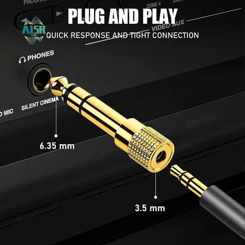 

A15R -50Pcs 6.5MM 1/4Inch Jack Plug Male To Female 3.5MM Socket Male To Feamle Audio Cable Adapter Stereo Pure Copper Plugs