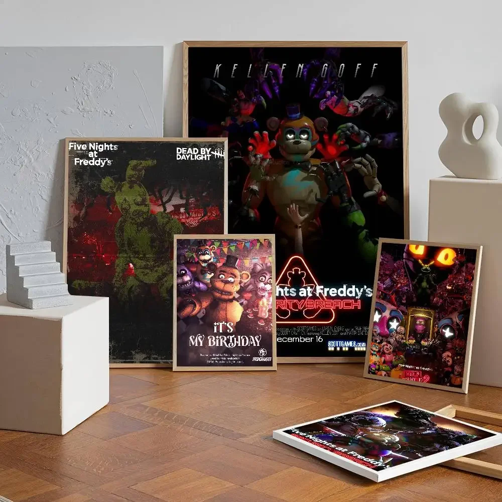 Game F-Fnaf F-Five N-nights At F-Freddys  Poster Self-adhesive Wall Mural Art Waterproof Sticker For Bar Room Decor High Quality