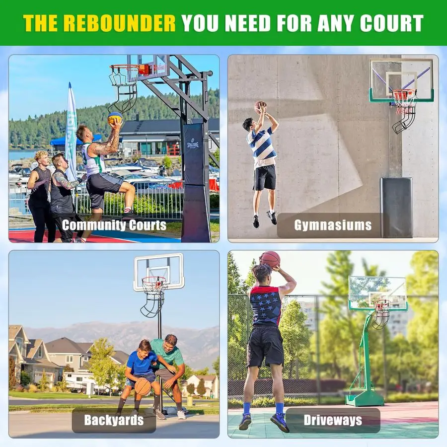 ملحق إرجاع كرة السلة بمسار دوار 360 درجة، مع 3 أبازيم مضادة للانزلاق، إرجاع كرة السلة لطوق كرة السلة