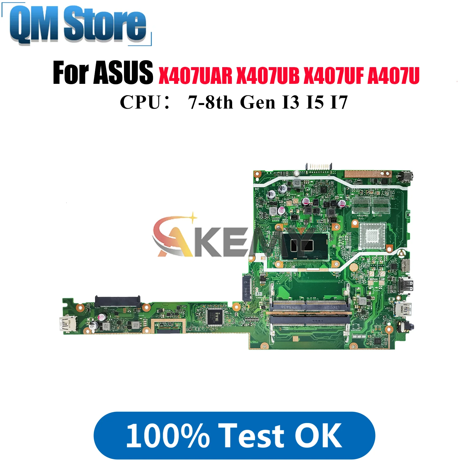 

X407UAR Материнская плата для ноутбука ASUS X407UF X407UB F407U X407UA Y4000U X407UAR X407UBR X407UV A407U X407U Материнская плата I3 I5 I7 CPU