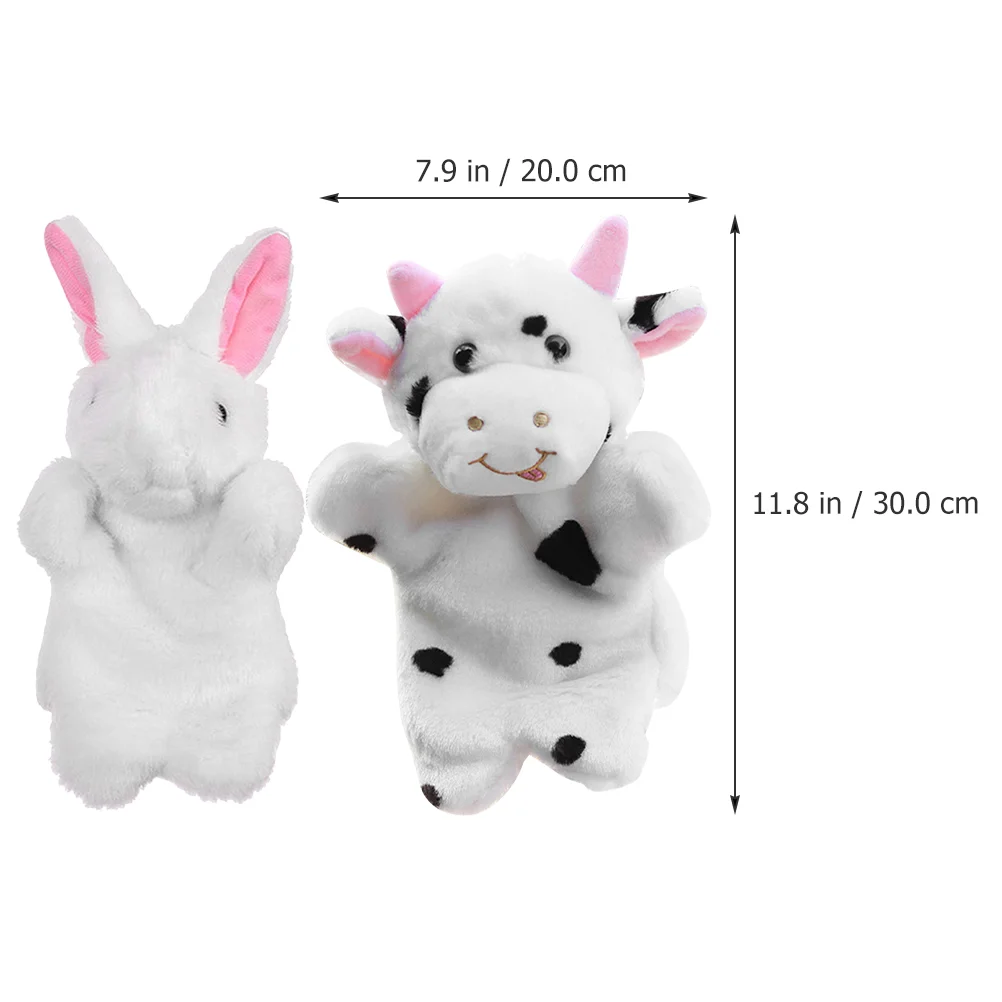 Marionnette à main lapin et vache pour enfant, jouet décoratif réaliste, 2 pièces