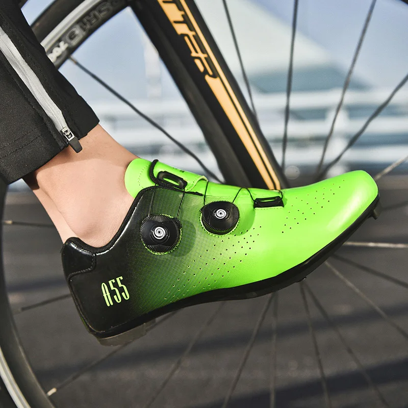 Green Road Bike Shoes Mens Cycling Shoes Quick Ratchet Buckle Compatible with SPD System Pedal Outdoor Women Red Cyclling Shoes