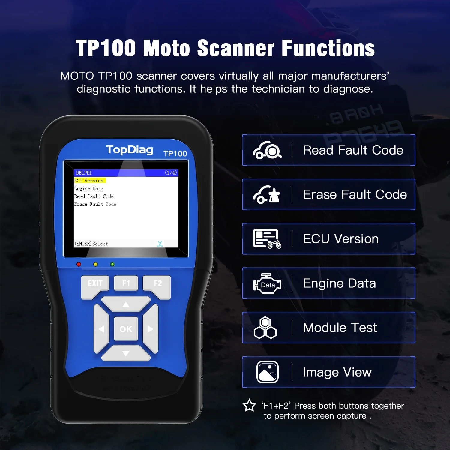 Topdiag TP100 Diagnostic Tools for Motorcycle Full Set Version1-17 Cable From Manufacture With Different Cables for Motos