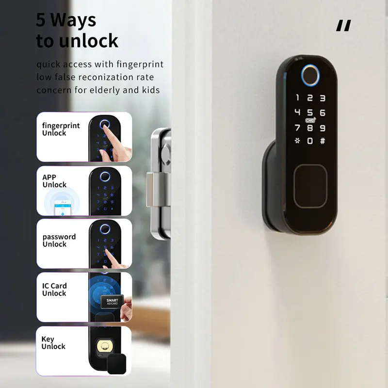 Fingerprint Smart Door Lock Bluetooth Wifi TTLock / TUYA APP RFID Key Passcode Electronic Doorlock Alexa & Google Assistant