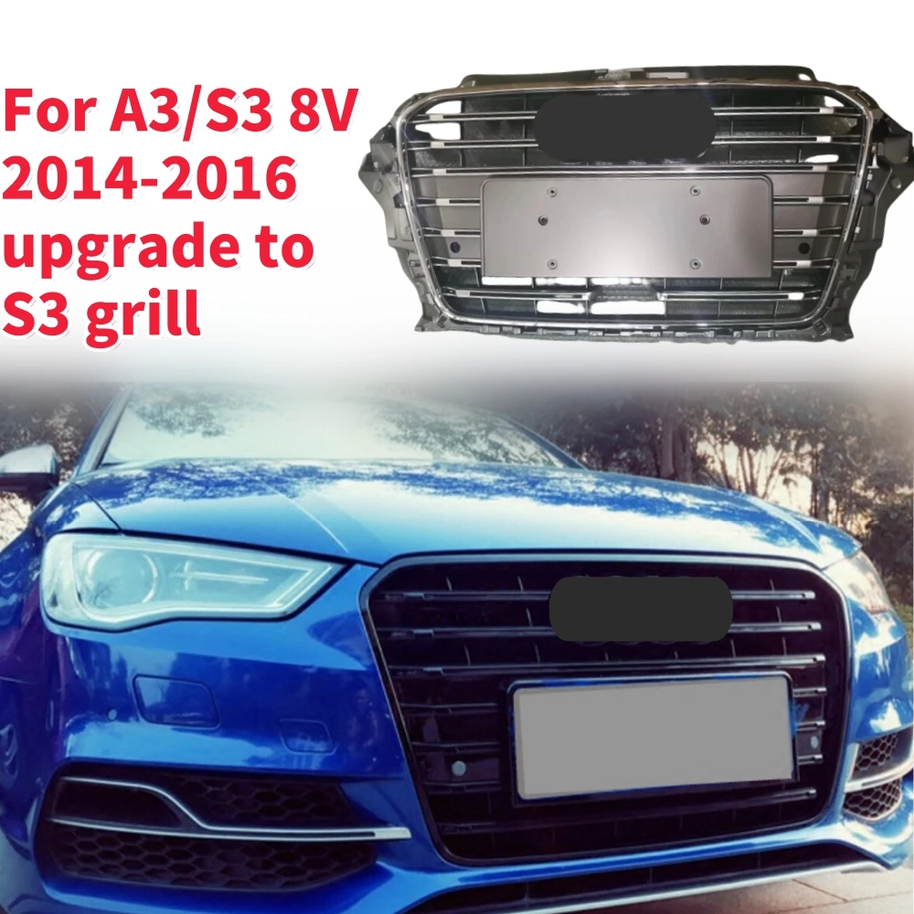 

Racing Grills Front Hood Grille Car Front Bumper Grill Center Grille for S3 Grill for A3/S3 8V 2014-2016 With ACC Cut