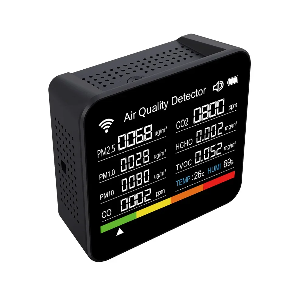 14 Mini Portable PM2.5 PM10 TVOC CO2 Formaldehyde Detector Meter Indoor Air Pollution Sensor Air Quality for Home Office