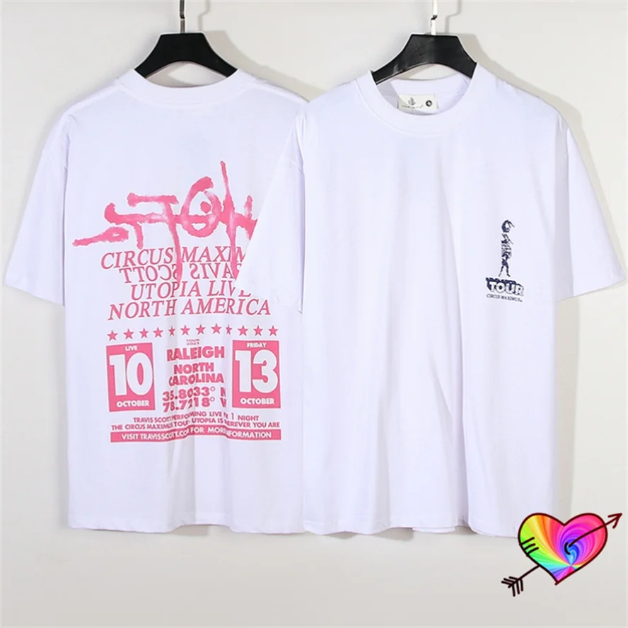 White UTOPIA CIRCUS Tour T-shirt Men Women Spring Summer UTOPIA Tee Hip Hop Tops Cactus Jack Short Sleeve