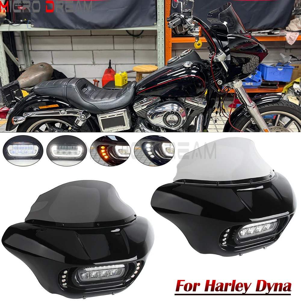 

Передний обтекатель мотоцикла в клубном стиле, обтекатели фар из АБС-пластика для Harley Dyna Low Rider Street Bob Fat Bob Super Wide Glide