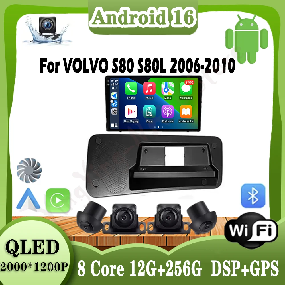

9-дюймовый Android 16 для VOLVO S80 S80L 2006-2010 беспроводной CarPlay автомобильный радиоприемник GPS-навигация мультимедийный видео стереоплеер RDS