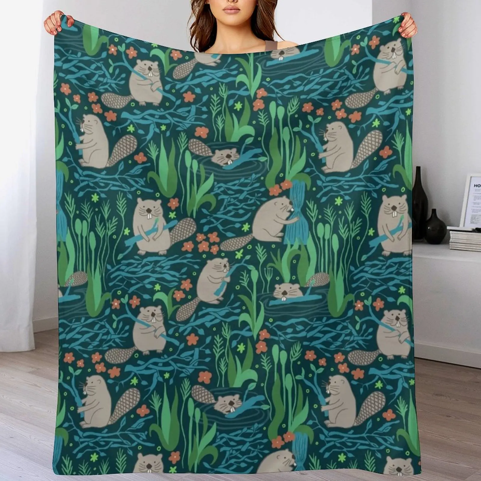 

Busy Dam Beavers - dark Throw Blanket For Baby Luxury Thicken Flannels Comforter Blankets