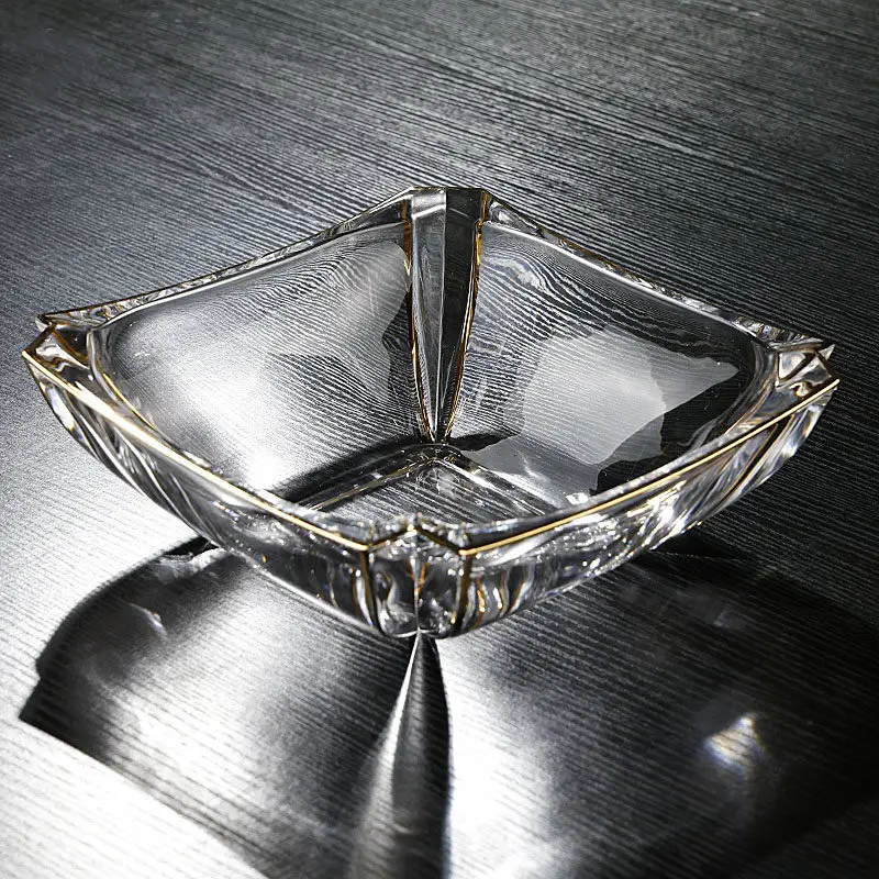 

Simple and heavy crystal glass Phnom Penh fruit plate hotel household square snack dried fruit pot light luxury large fruit buck