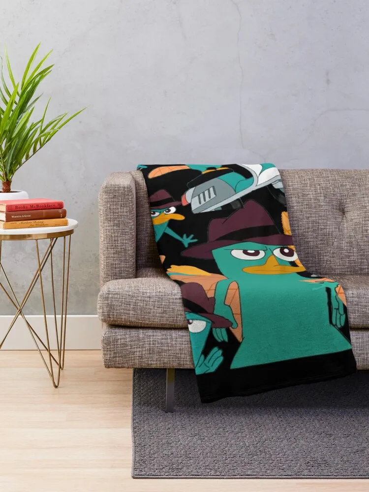 Perry the platypus phineas and ferb collage design Throw Blanket Blankets For Baby Thins Soft Big Blankets