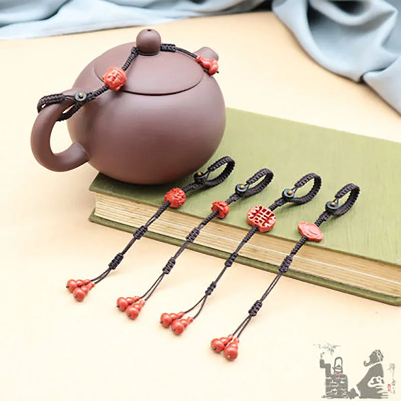 Hand-woven Teapot Lid Rope Kung Fu Tea Ceremony Ceramic Teapot Cover Rope with woodle beads Ceramic Cup Rope