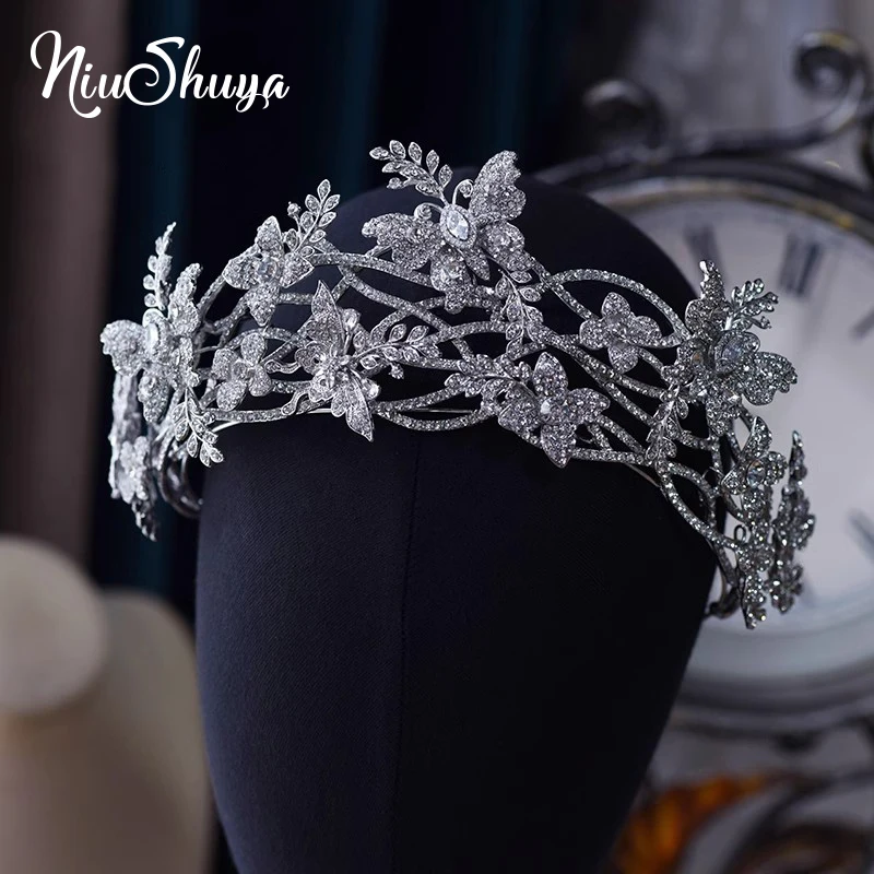 NiuShuya High Grade Hair Crown Bridal Wedding Exquisite Three-dimensional Tiaras Headpiece Accessories