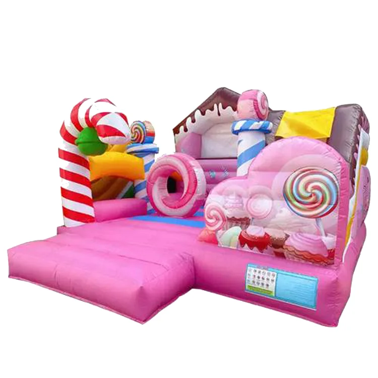 

Children's Indoor Playground Combo Inflatable Candy Bounce House Castle Slide and Jumping Park Games for Kindergarten Use