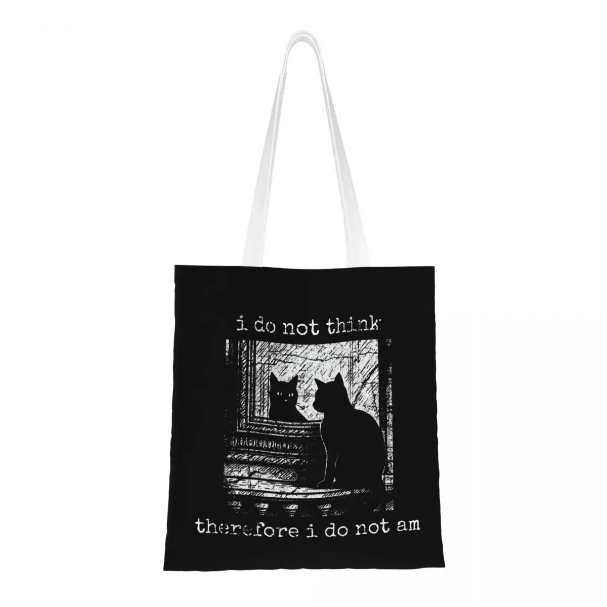 

I Do Not Think Therefore I Do Not Am Canvas Tote Bag Trendy Large Capacity Grocery Bag for Unisex School Bags