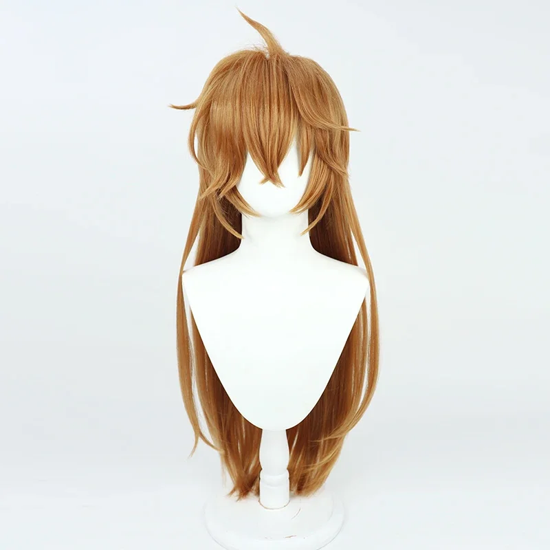 Game Genshin Impact Tartaglia Cosplay Wig Female Childe Tartaglia 80cm Long Brown Wig Heat Resistant Hair Halloween Party Woman