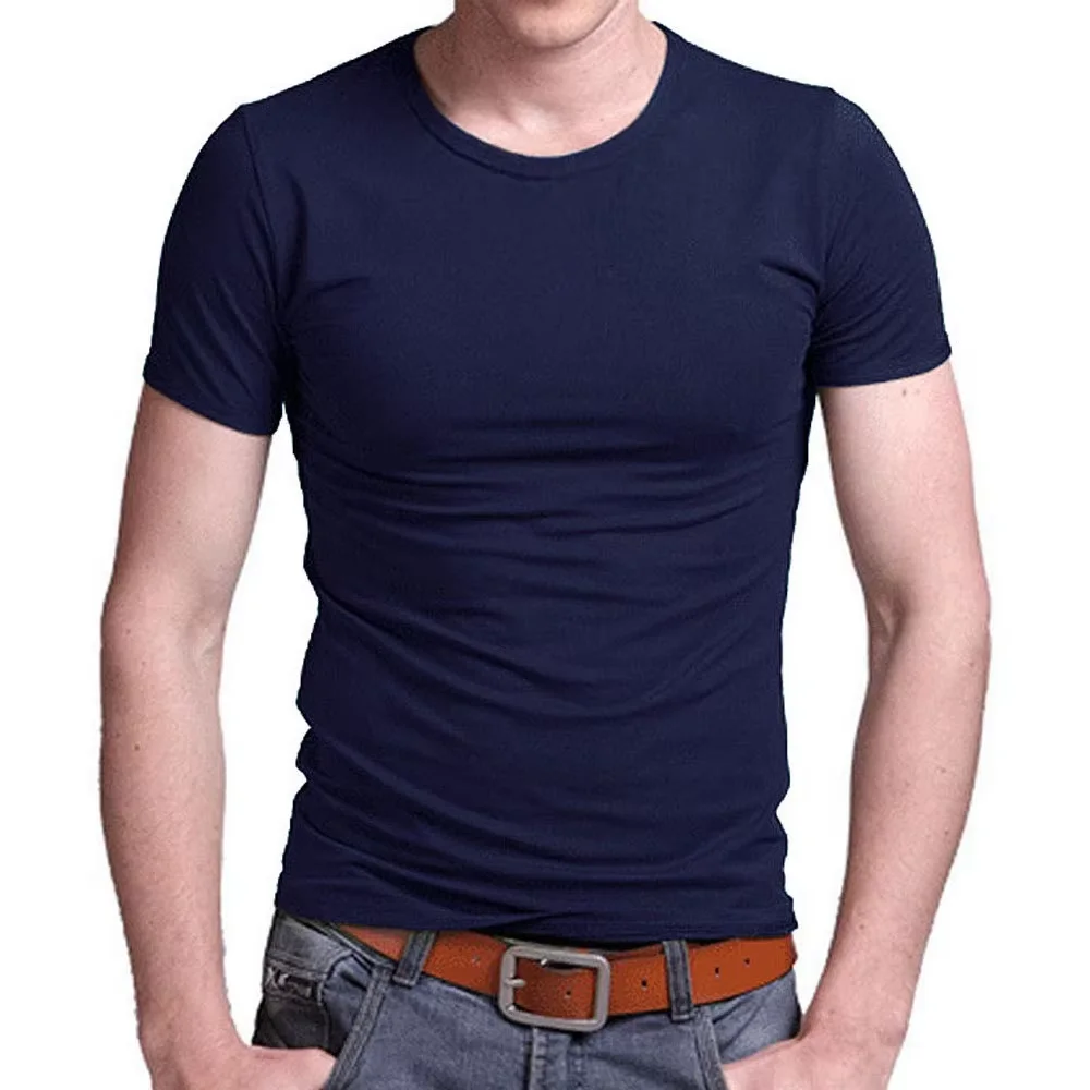 2026 Stretch V Collar Mens T Shirt Solid Color Short Sleeved Men T-Shirt For Male Tights Slim Man Tshirt Brand New Tops Tees