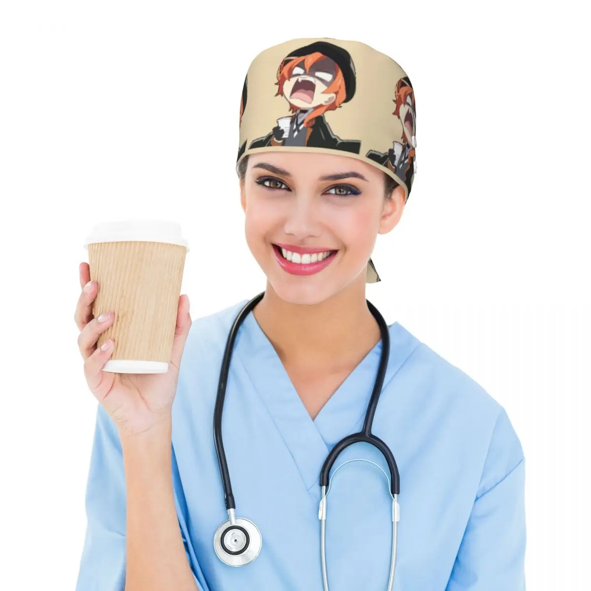 Chuya Nakahara Bungo Stray Dogs Anime Scrub Hat Doctor Working Surgical Cap Men Women Adjustable Nursing Caps for Dentist