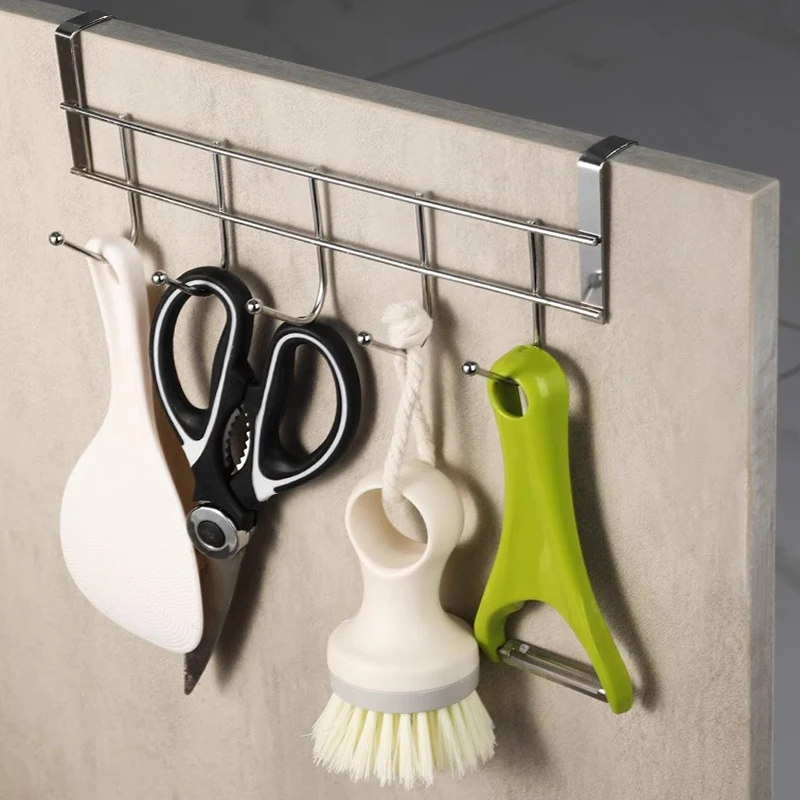 5 Hooks Clothing Coat Towel Hanger Rack Holder Shelf Over Door Home Bathroom Kitchen Hat Organizer Over The Door Hooks