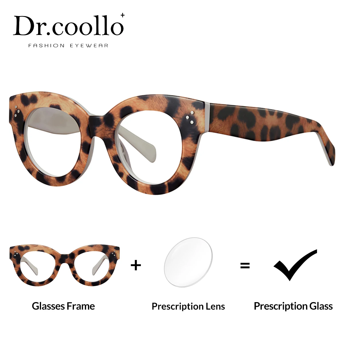 

Drcoollo Hight Quality Acetate Round Leopard Reading Glasses Photochromic Blue Light Progressive Prescription Glasses for Women