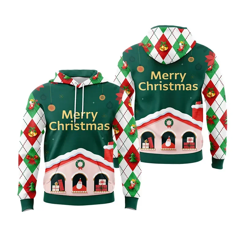 Fashion New 3D Printing Christmas Hoodies For Men Women Santa Claus Graphic Hoodie Tops Loose Pullovers Sweatshirts Mens Clothes