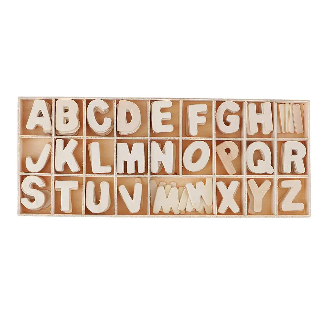 Unpainted 156x Wooden Letters Alphabet Letter with Storage Tray Kid Gift , Alphabet156PCS