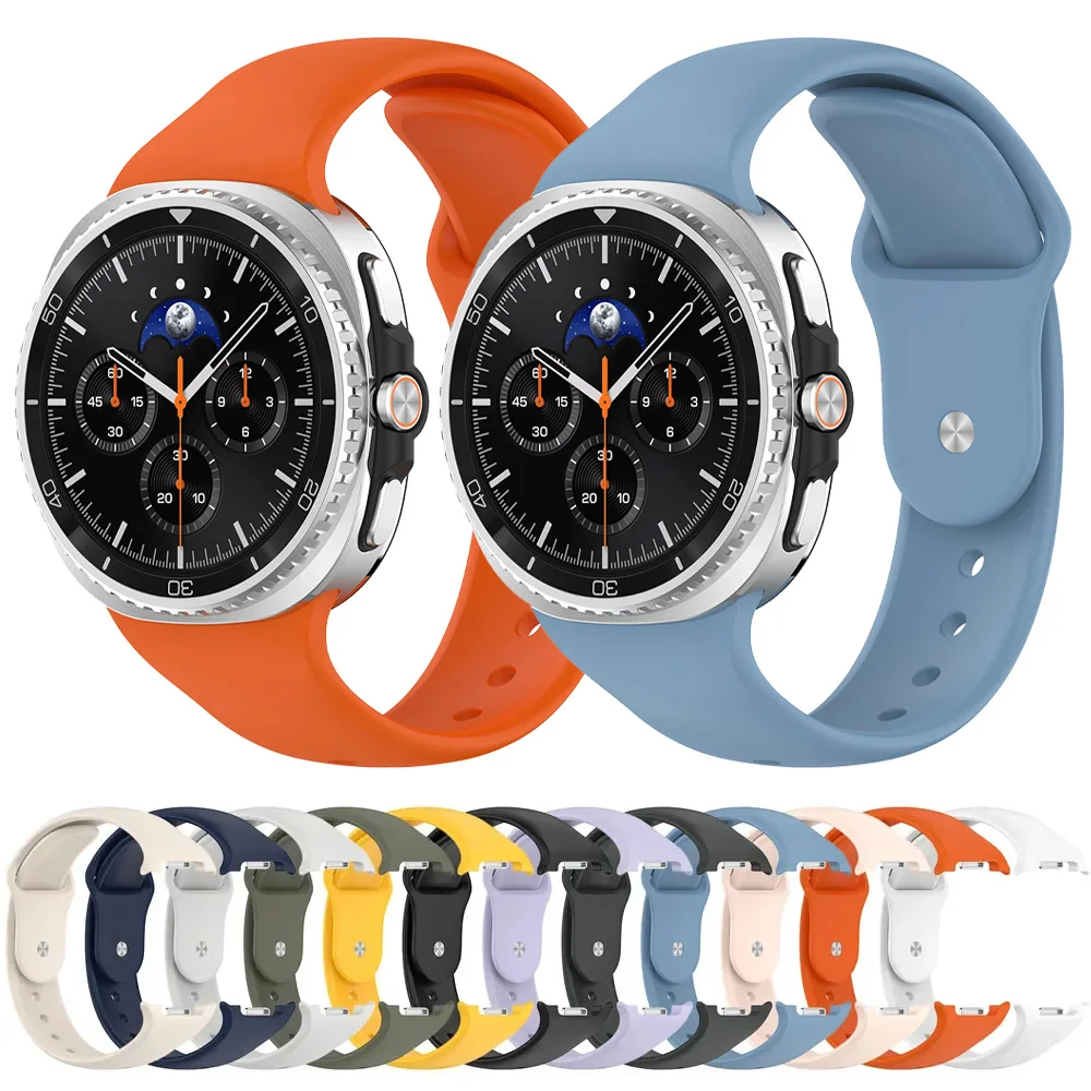 Weiches Sport-Silikonarmband für Samsung Galaxy Watch 8 40 mm 44 mm, kein Lücken, verstellbares Armband für Galaxy Watch 8 Classic 46 mm