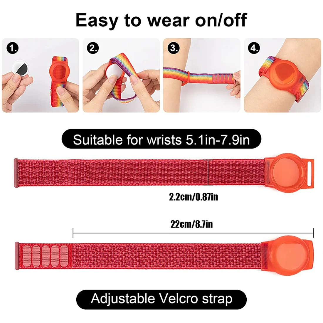Nueva pulsera para niños Compatible con Apple AirTag, funda protectora para soporte de rastreador GPS Air Tag con pulsera de nailon C